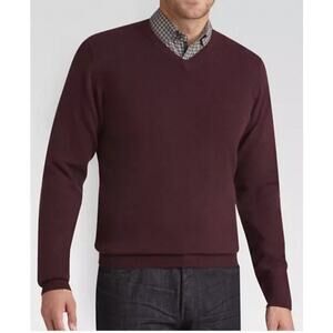 Joseph Abboud Sweater Men's Small 100% Merino Wool Modern Fit V Neck Maroon